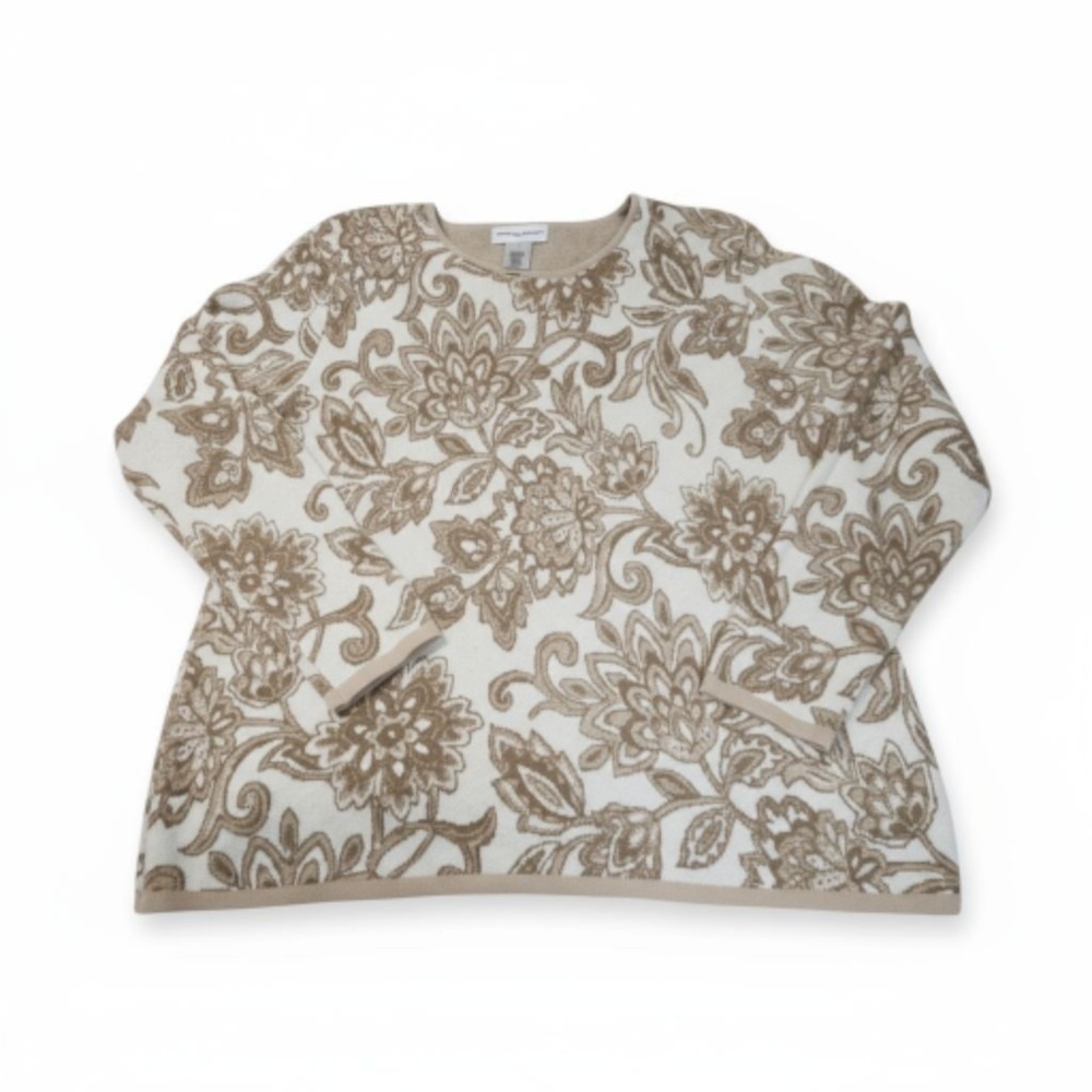 Alfred Dunner Womens XL Echo‎ Canyon Collection Sparkly Gold Metallica Sweater